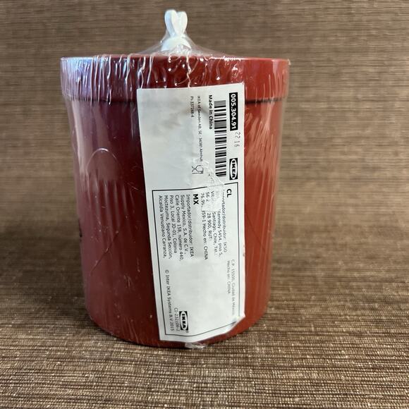IKEA Vinter Red Heart Tin with Lid – 5¼″ Tall x 4″ Wide – Unused & Factory Wrap - Picture 2 of 6
